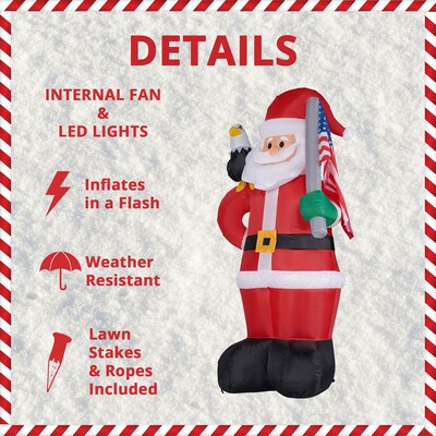 Fraser Hill Farm 8-Ft. Tall Americana Santa (FHFSANTA081-L)