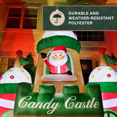 Fraser Hill Farm 10-Ft. Tall Prelit Santa's Candy Castle Inflatable (FHFCNDYCSTL102-L)