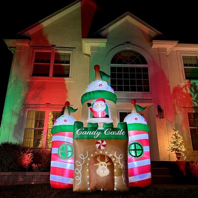 Fraser Hill Farm 10-Ft. Tall Prelit Santa's Candy Castle Inflatable (FHFCNDYCSTL102-L)