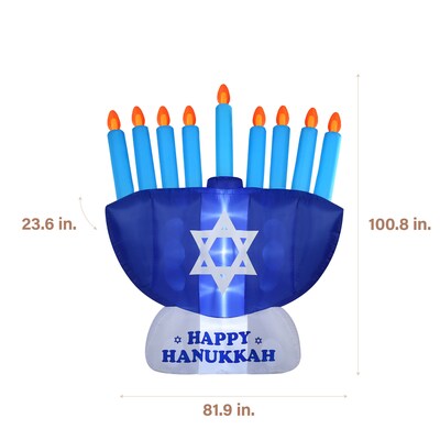 Fraser Hill Farm 8-Ft. Tall Prelit Menorah Inflatable (FHFMENORAH081-L)