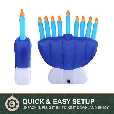 Fraser Hill Farm 8-Ft. Tall Prelit Menorah Inflatable (FHFMENORAH081-L)