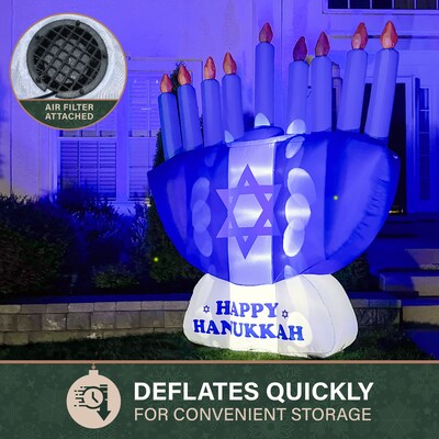 Fraser Hill Farm 8-Ft. Tall Prelit Menorah Inflatable (FHFMENORAH081-L)