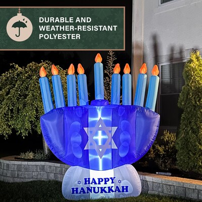 Fraser Hill Farm 8-Ft. Tall Prelit Menorah Inflatable (FHFMENORAH081-L)