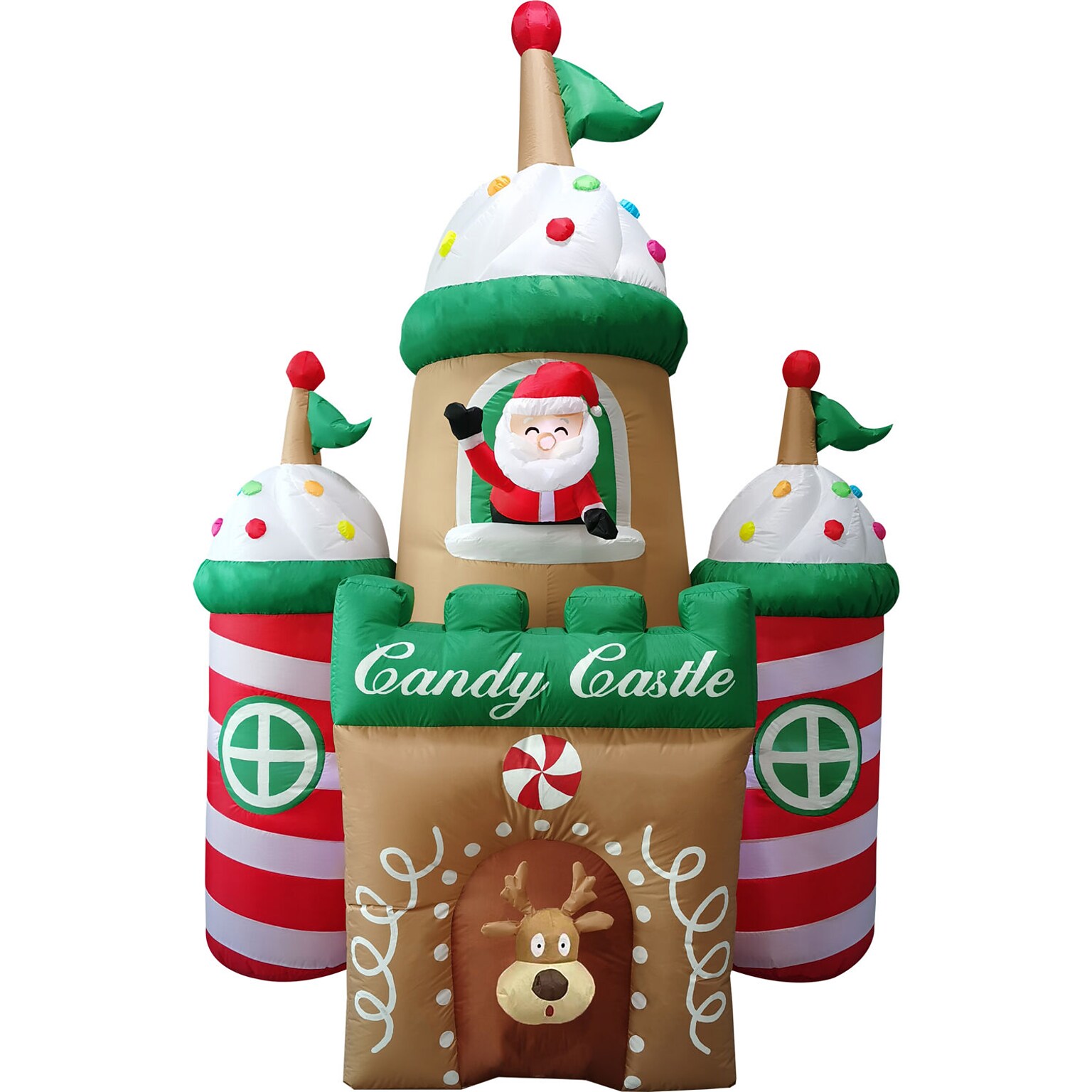 Fraser Hill Farm 10-Ft. Tall Prelit Santas Candy Castle Inflatable (FHFCNDYCSTL102-L)