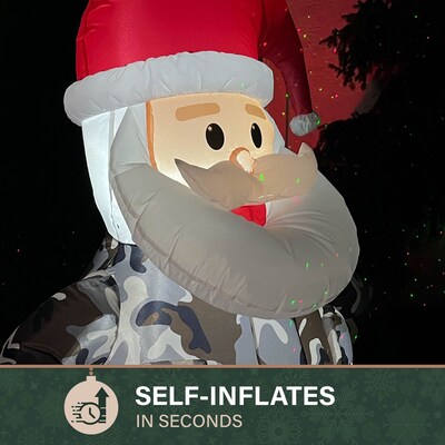 Fraser Hill Farm 6-Ft. Tall Prelit Camo Santa Inflatable (FHFCAMOSNTA061-L)