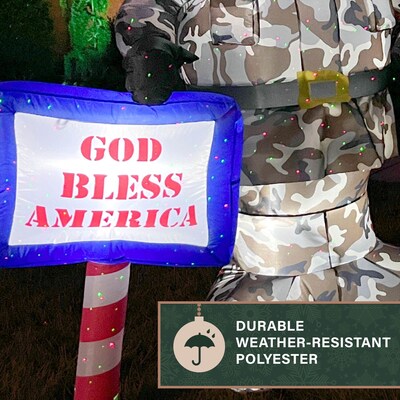 Fraser Hill Farm 6-Ft. Tall Prelit Camo Santa Inflatable (FHFCAMOSNTA061-L)