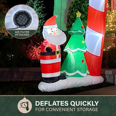 Fraser Hill Farm 8-Ft. Tall Prelit Candy Cane Arch Inflatable (FHFARCHWY083-L)