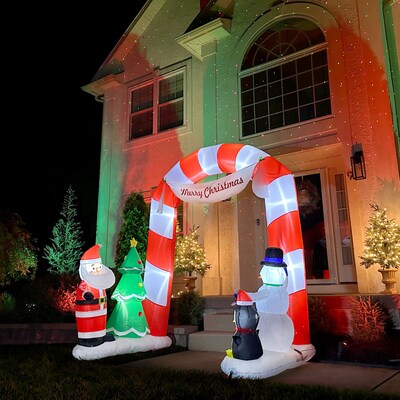 Fraser Hill Farm 8-Ft. Tall Prelit Candy Cane Arch Inflatable (FHFARCHWY083-L)