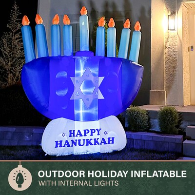Fraser Hill Farm 8-Ft. Tall Prelit Menorah Inflatable (FHFMENORAH081-L)