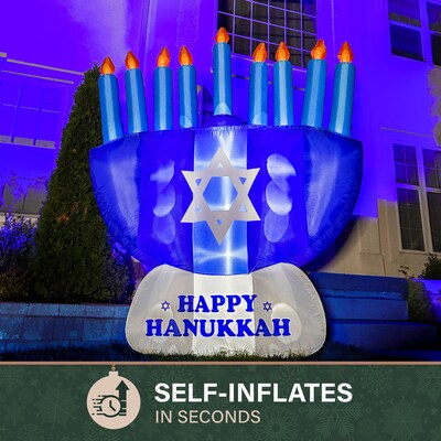 Fraser Hill Farm 8-Ft. Tall Prelit Menorah Inflatable (FHFMENORAH081-L)