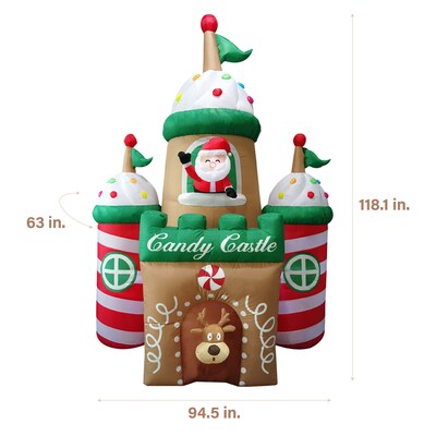 Fraser Hill Farm 10-Ft. Tall Prelit Santas Candy Castle Inflatable (FHFCNDYCSTL102-L)