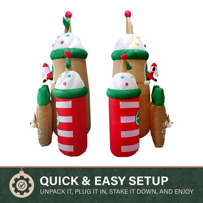 Fraser Hill Farm 10-Ft. Tall Prelit Santa's Candy Castle Inflatable (FHFCNDYCSTL102-L)