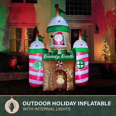 Fraser Hill Farm 10-Ft. Tall Prelit Santa's Candy Castle Inflatable (FHFCNDYCSTL102-L)