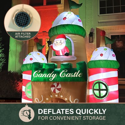 Fraser Hill Farm 10-Ft. Tall Prelit Santa's Candy Castle Inflatable (FHFCNDYCSTL102-L)