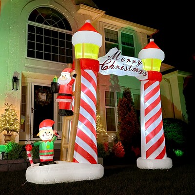 Fraser Hill Farm 9-Ft. Tall Prelit Lighthouse Arch Inflatable (FHFARCHWY093-L)