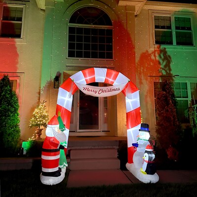 Fraser Hill Farm 8-Ft. Tall Prelit Candy Cane Arch Inflatable (FHFARCHWY083-L)