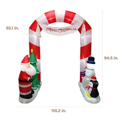 Fraser Hill Farm 8-Ft. Tall Prelit Candy Cane Arch Inflatable (FHFARCHWY083-L)