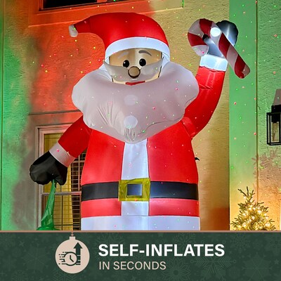 Fraser Hill Farm 10' Prelit African American Santa Holding Toy Sack Inflatable (FHFAASANTA101-L)