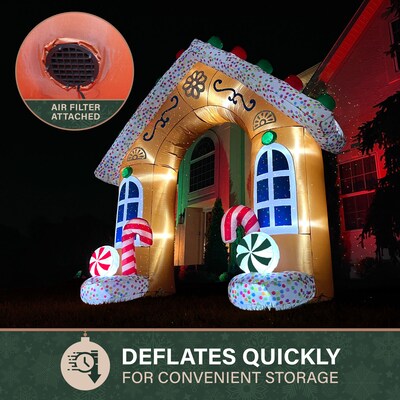 Fraser Hill Farm 8' Prelit Gingerbread Arch Inflatable (FHFARCHWY082-L)