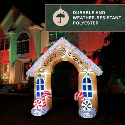 Fraser Hill Farm 8' Prelit Gingerbread Arch Inflatable (FHFARCHWY082-L)