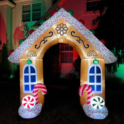Fraser Hill Farm 8' Prelit Gingerbread Arch Inflatable (FHFARCHWY082-L)
