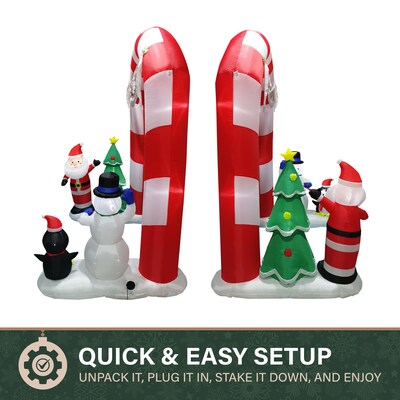 Fraser Hill Farm 8-Ft. Tall Prelit Candy Cane Arch Inflatable (FHFARCHWY083-L)