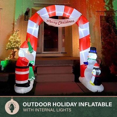 Fraser Hill Farm 8-Ft. Tall Prelit Candy Cane Arch Inflatable (FHFARCHWY083-L)