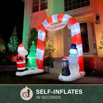 Fraser Hill Farm 8-Ft. Tall Prelit Candy Cane Arch Inflatable (FHFARCHWY083-L)