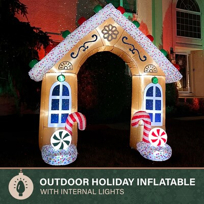 Fraser Hill Farm 8' Prelit Gingerbread Arch Inflatable (FHFARCHWY082-L)