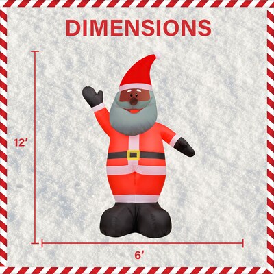 Fraser Hill Farm 12' African American Santa Claus Inflatable (FHFAASANTA121-L)