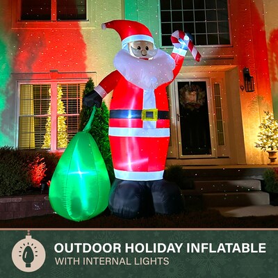 Fraser Hill Farm 10' Prelit African American Santa Holding Toy Sack Inflatable (FHFAASANTA101-L)