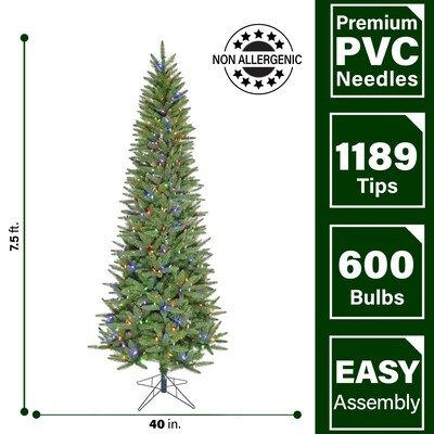 Fraser Hill Farm 7.5-Ft. Winter Falls Slim-Silhouette Christmas Tree (FFWF075-6GR)