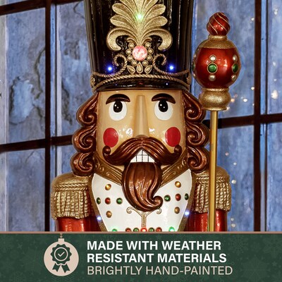 Fraser Hill Farm 76" Resin Nutcracker Figurine Holding Staff (FFRS076-NC5-MLT)