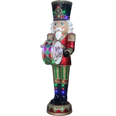 Fraser Hill Farm 6-Ft. Nutcracker Playing Bass Drum (FFRS072-NC5-RD)