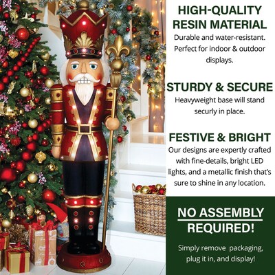 Fraser Hill Farm 5-Ft. Indoor/Outdoor Musical Nutcracker Statue (FFRS060-3NC-RD)