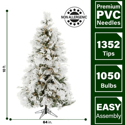 Fraser Hill Farm 10-Ft. Snowy Pine Flocked Christmas Tree (FFSN010-5SN)