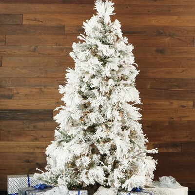 Fraser Hill Farm 10-Ft. Snowy Pine Flocked Christmas Tree (FFSN010-5SN)