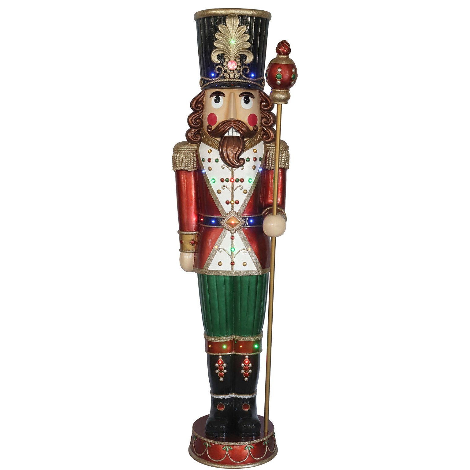 Fraser Hill Farm 76 Resin Nutcracker Figurine Holding Staff (FFRS076-NC5-MLT)