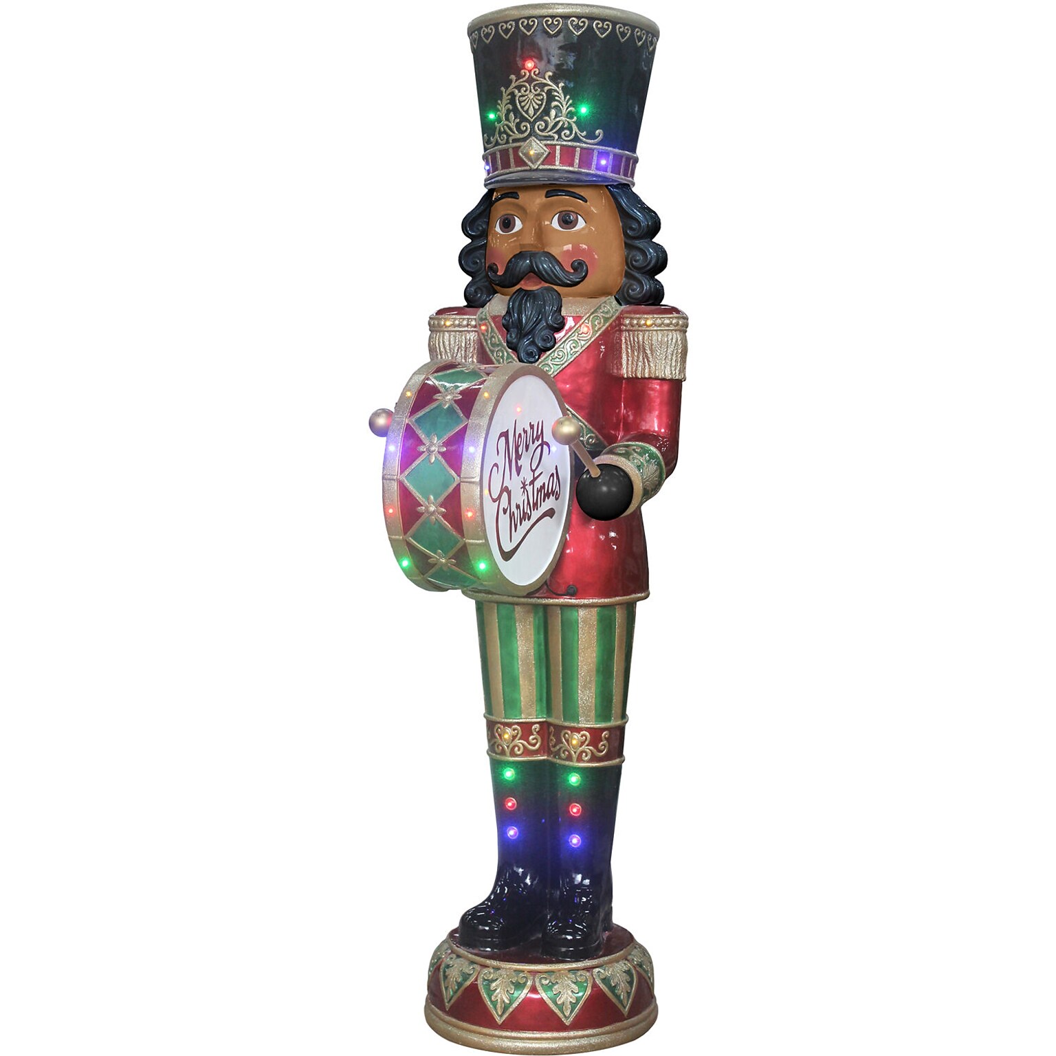 Fraser Hill Farm 6-Ft. African American Christmas Nutcracker Playing Bass Drum (FFRS072-NC5-RDAA)