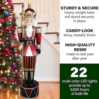 Fraser Hill Farm 6-Ft. Jeweled Nutcracker Greeter (FFRS065-NC1-RD)