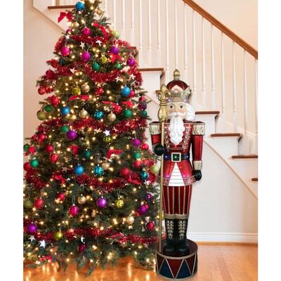 Fraser Hill Farm 6-Ft. Jeweled Nutcracker Greeter (FFRS065-NC1-RD)