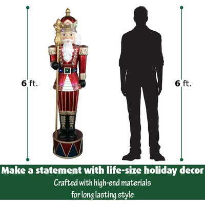 Fraser Hill Farm 6-Ft. Jeweled Nutcracker Greeter (FFRS065-NC1-RD)