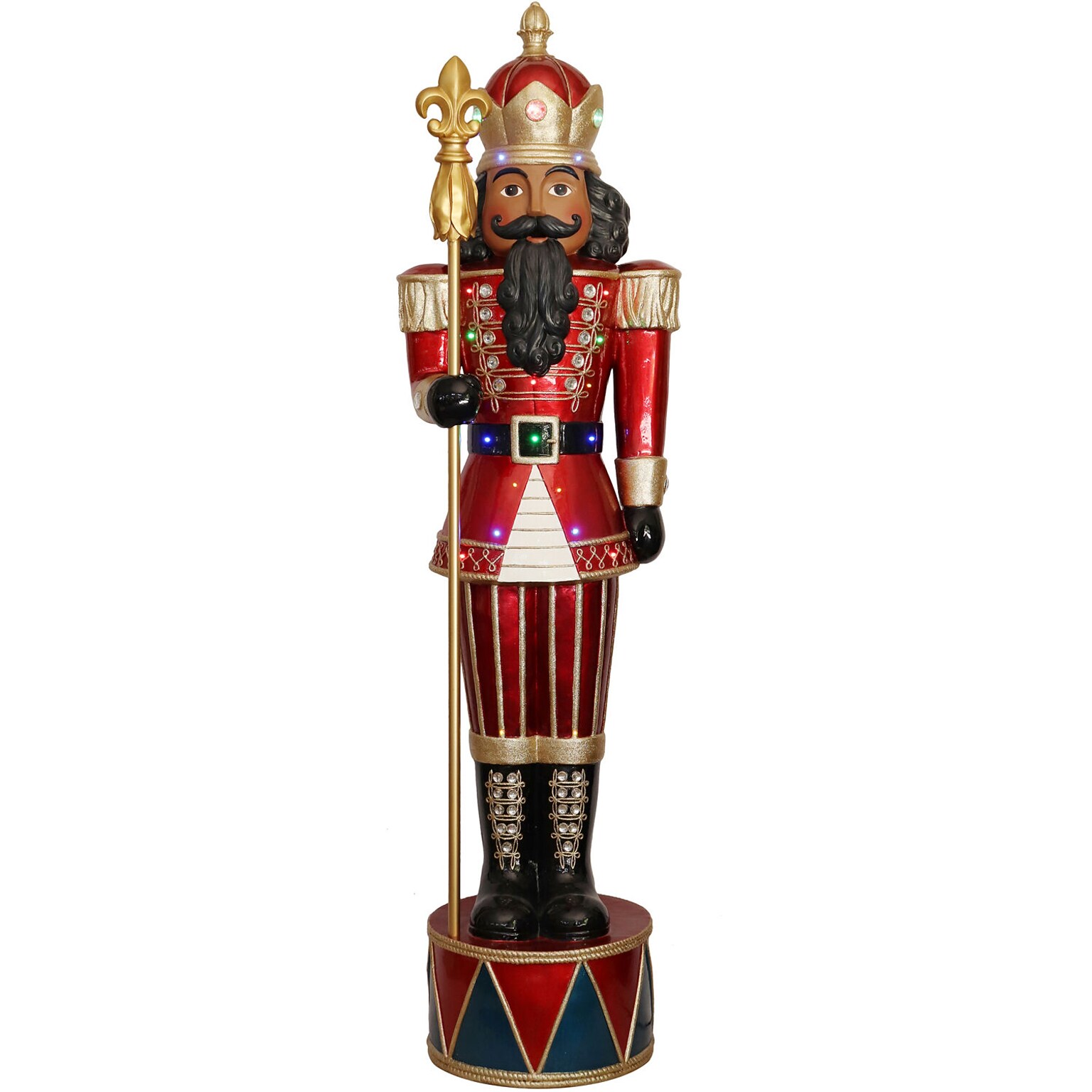 Fraser Hill Farm 6-Ft. Jeweled African American Nutcracker Greeter with Staff (FFRS065-NC1-RDAA)