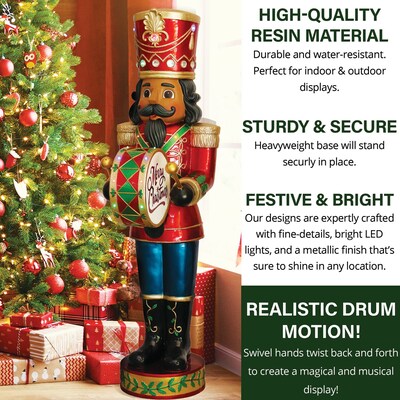 Fraser Hill Farm 5-Ft. Nutcracker Playing Bass Drum (FFRS060-NC5-RDAA)
