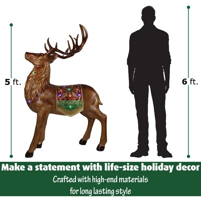 Fraser Hill Farm 5-Ft. Tall Standing Reindeer Metallic Finish (FFRS060-RD1-BRN)