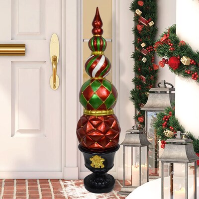 Fraser Hill Farm 50" Resin Ball and Finial Topiary (FFRS050-0FIN-RED)