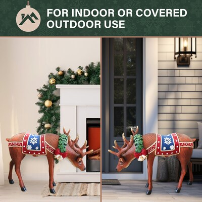 Fraser Hill Farm 30-in Fiberglass Reindeer Figurine (FFRS030-0DEER-MLT)
