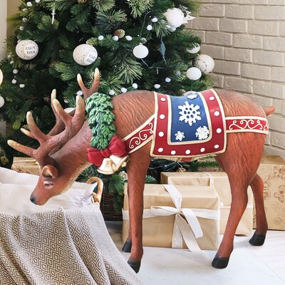 Fraser Hill Farm 30-in Fiberglass Reindeer Figurine (FFRS030-0DEER-MLT)