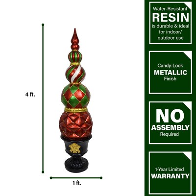 Fraser Hill Farm 50" Resin Ball and Finial Topiary (FFRS050-0FIN-RED)