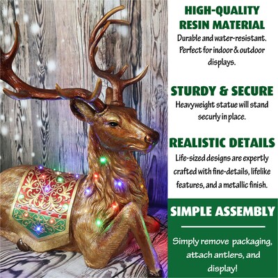 Fraser Hill Farm 4-Ft. Tall Sitting Reindeer Metallic Finish (FFRS047-RD1-BRN)